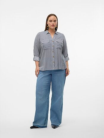 Camicia fluida 'Vero moda curve' con maniche arrotolabili