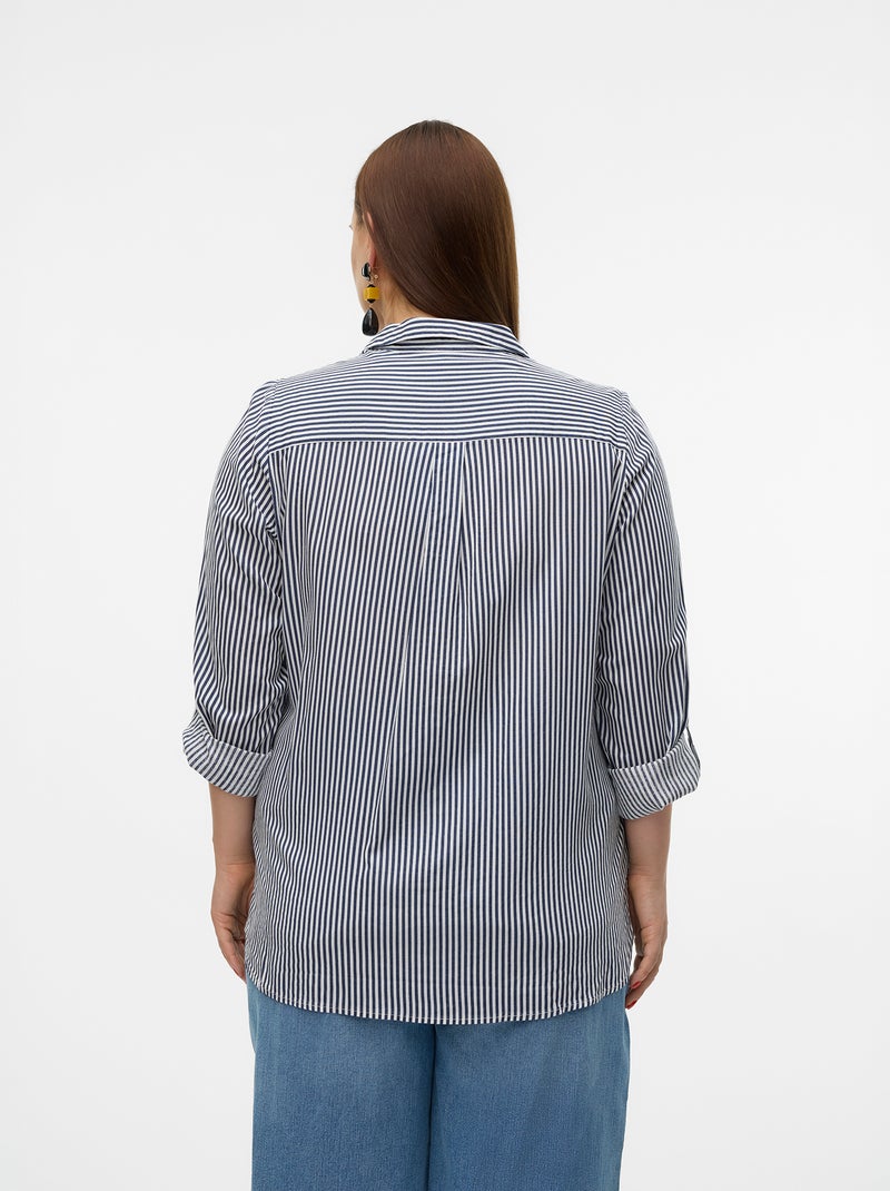 Camicia fluida 'Vero moda curve' con maniche arrotolabili Blu - Kiabi