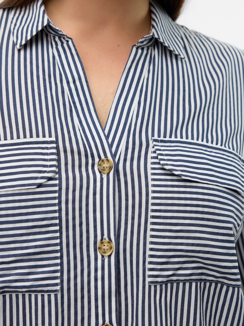 Camicia fluida 'Vero moda curve' con maniche arrotolabili Blu - Kiabi