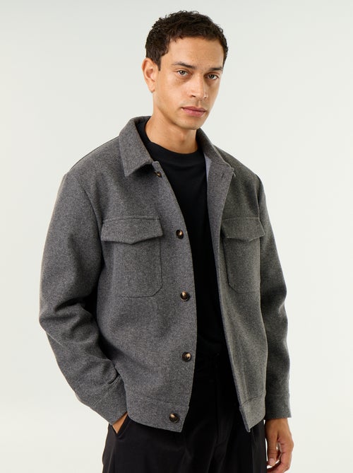 Camicia-giacca effetto lana con tasche sul petto - Kiabi