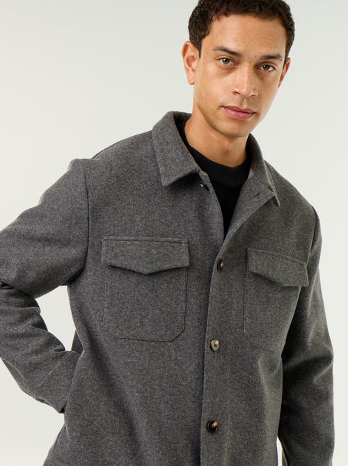 Camicia-giacca effetto lana con tasche sul petto - Kiabi