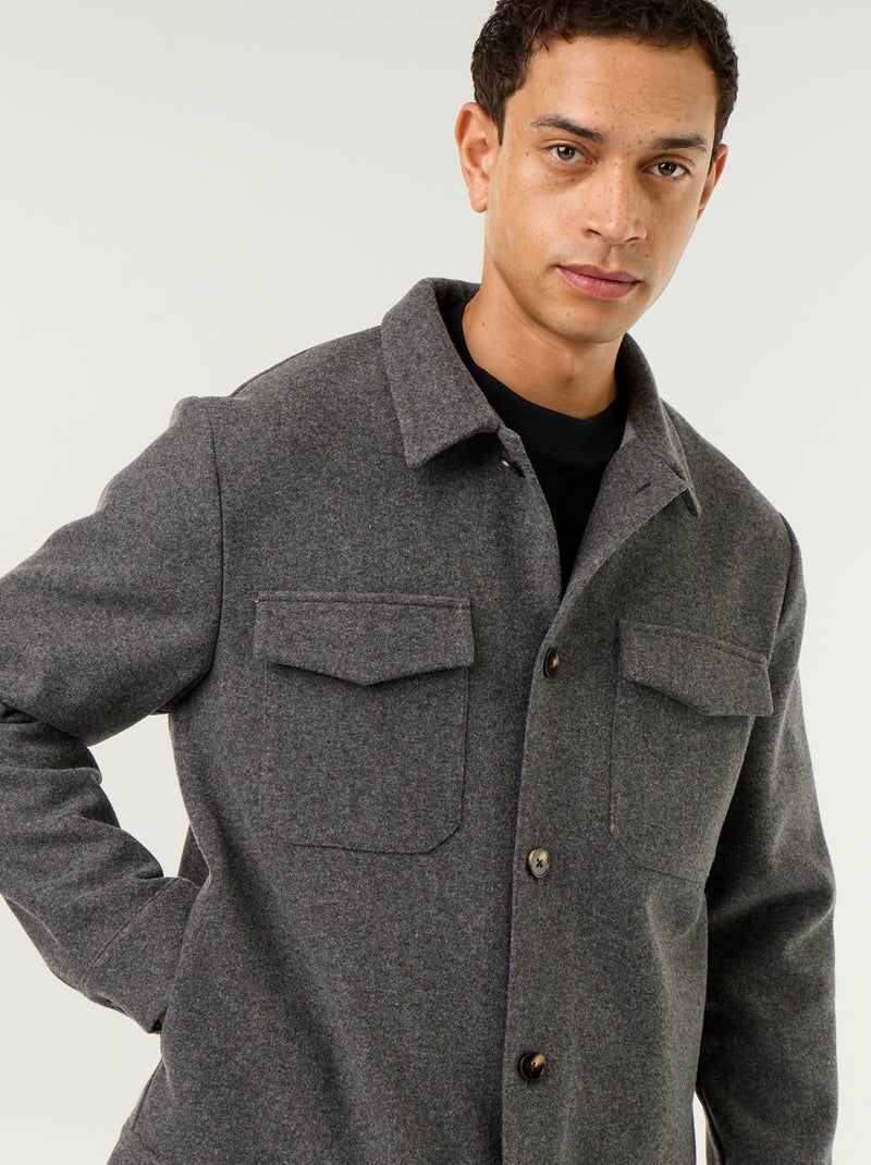 Camicia-giacca effetto lana con tasche sul petto Grigio - Kiabi