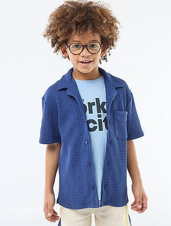 Camicia goffrata tinta unita