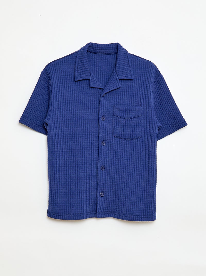 Camicia goffrata tinta unita Blu - Kiabi