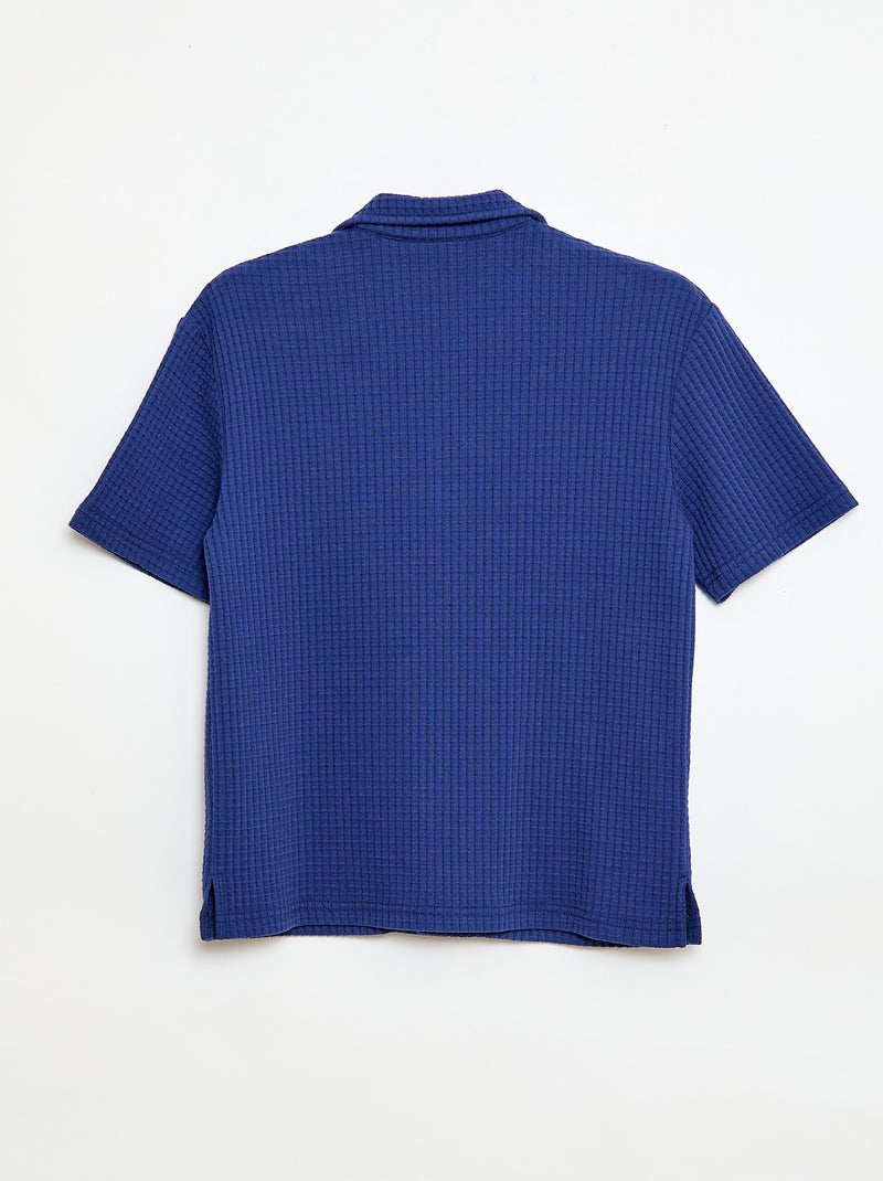 Camicia goffrata tinta unita Blu - Kiabi