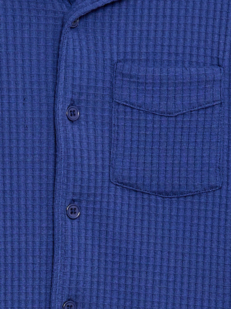 Camicia goffrata tinta unita Blu - Kiabi