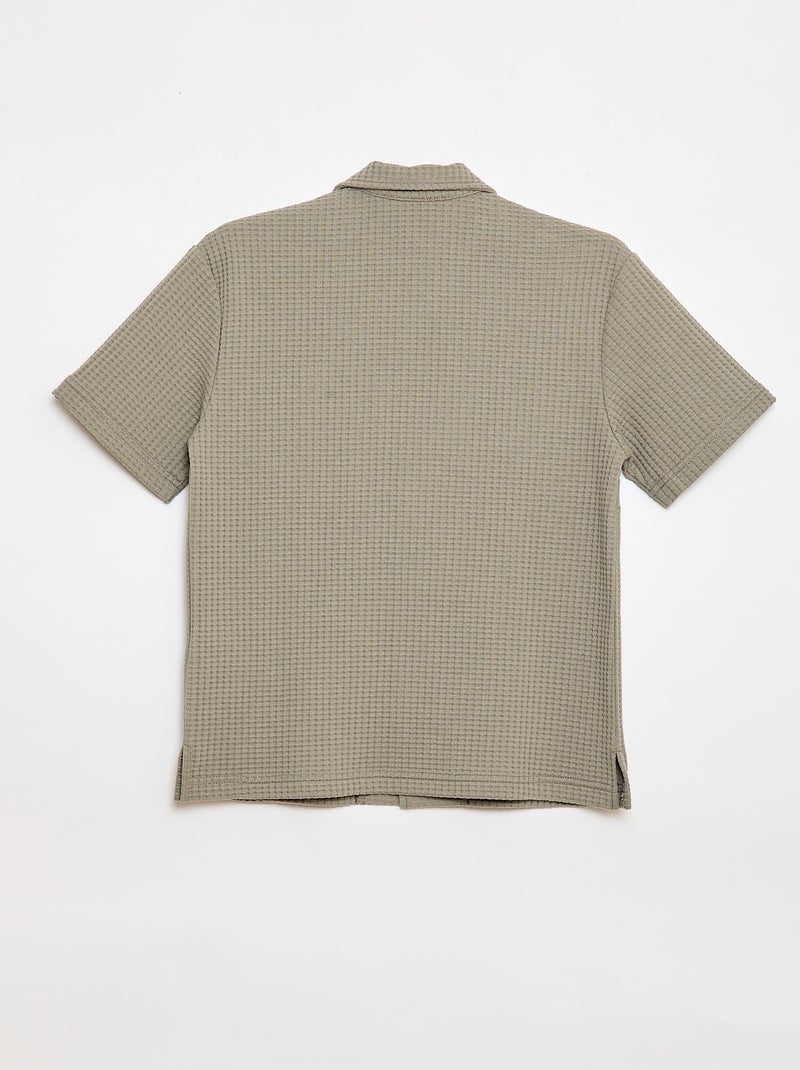 Camicia goffrata tinta unita Verde - Kiabi