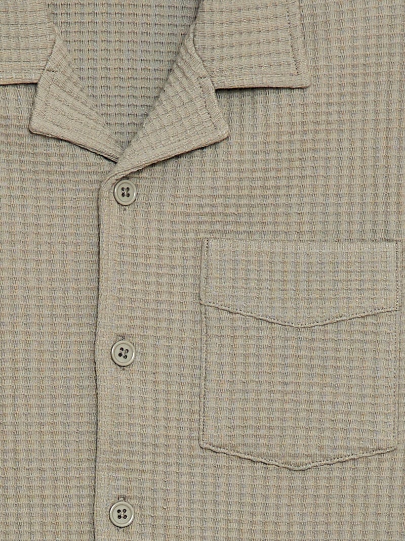Camicia goffrata tinta unita Verde - Kiabi