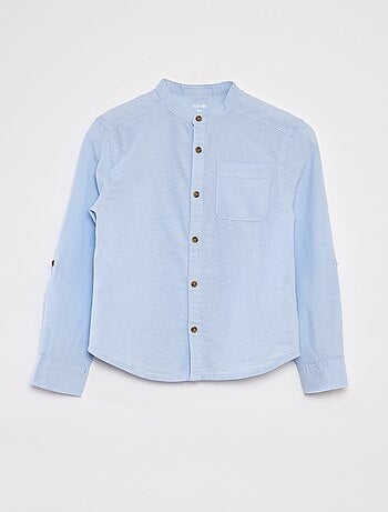 Camicia in chambray con colletto alla coreana