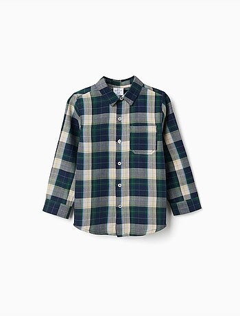 Camicia in cotone a manica lunga a quadri b&s