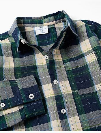 Camicia in cotone a manica lunga a quadri b&s