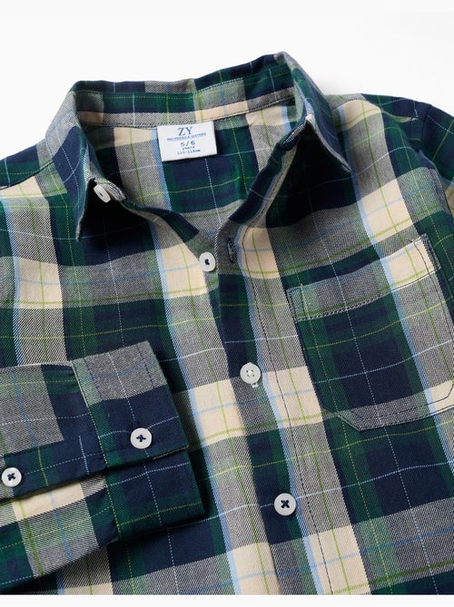 Camicia in cotone a manica lunga a quadri b&s - Kiabi