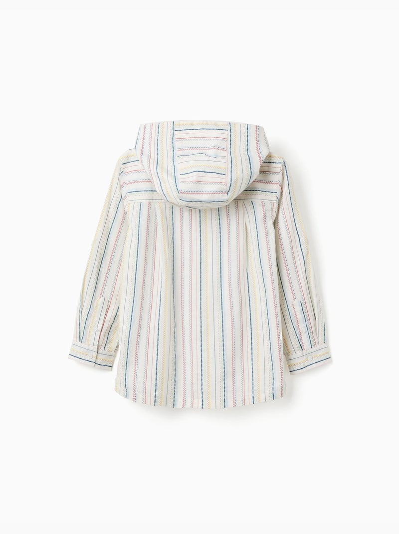 Camicia in cotone a manica lunga a righe B&S Bianco - Kiabi