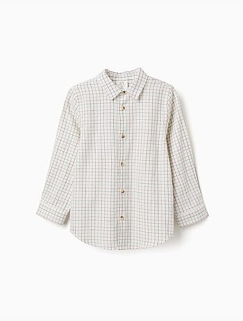 Camicia in cotone a manica lunga con motivo a quadri