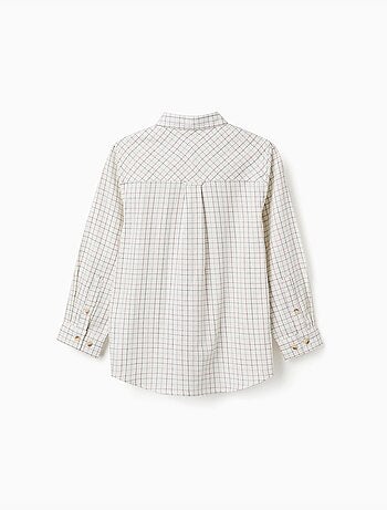 Camicia in cotone a manica lunga con motivo a quadri