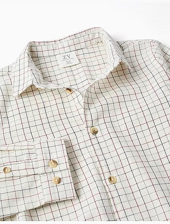 Camicia in cotone a manica lunga con motivo a quadri