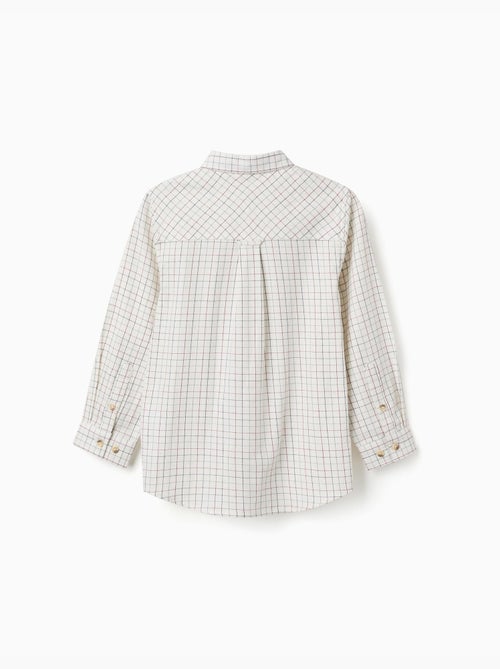 Camicia in cotone a manica lunga con motivo a quadri - Kiabi