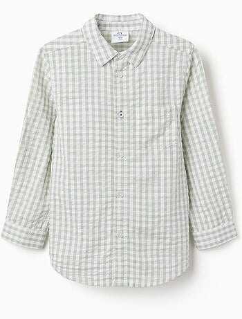 Camicia in cotone a manica lunga con motivo vichy b&s