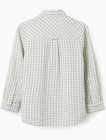 Camicia in cotone a manica lunga con motivo vichy b&s