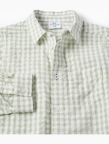 Camicia in cotone a manica lunga con motivo vichy b&s