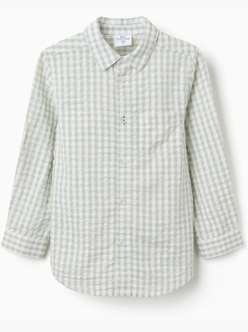 Camicia in cotone a manica lunga con motivo vichy b&s - Kiabi