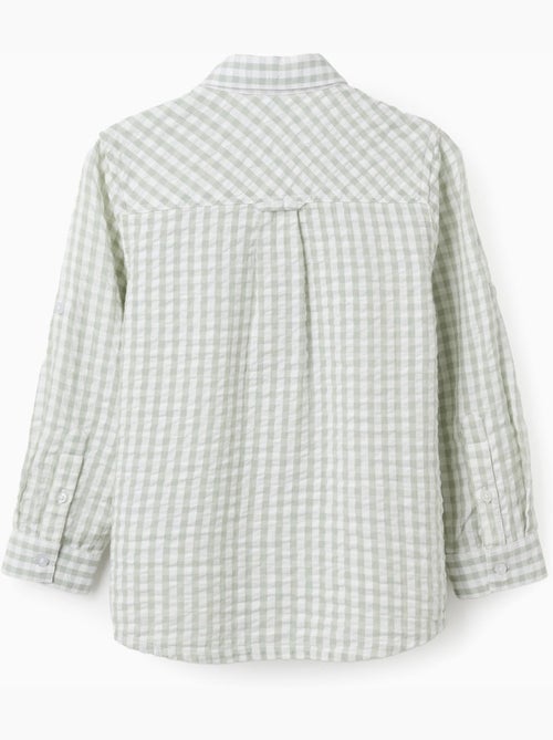 Camicia in cotone a manica lunga con motivo vichy b&s - Kiabi