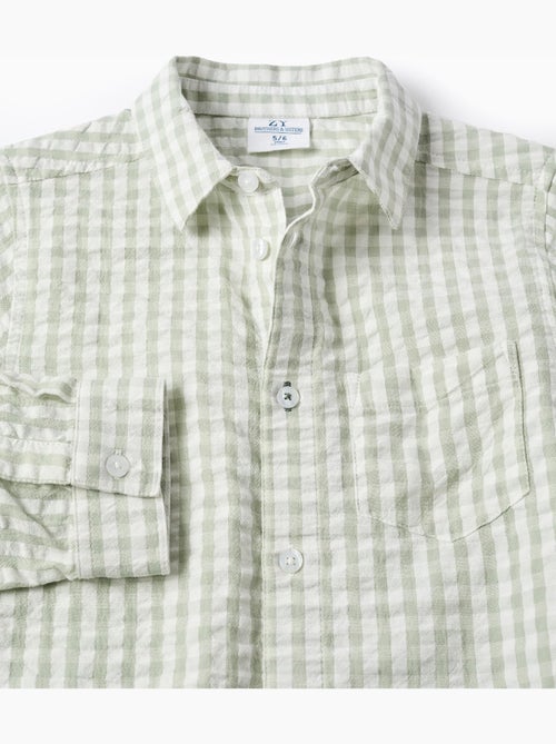 Camicia in cotone a manica lunga con motivo vichy b&s - Kiabi
