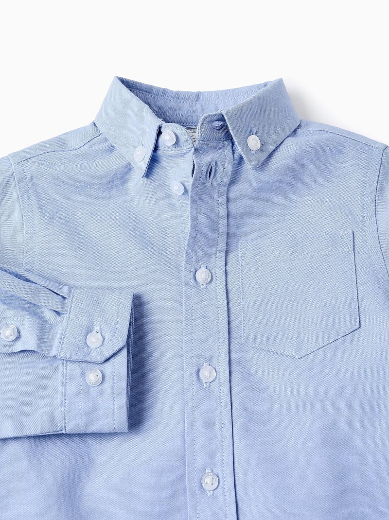 Camicia in cotone a maniche lunghe Blu chiaro - Kiabi