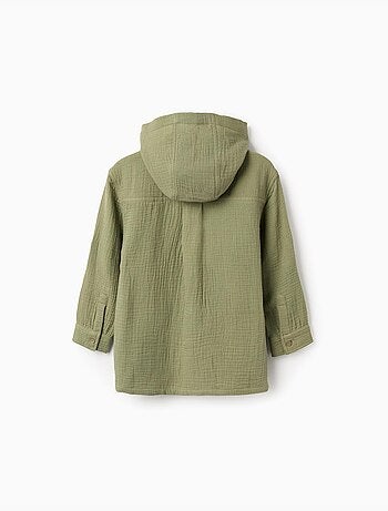 Camicia in cotone a maniche lunghe con cappuccio