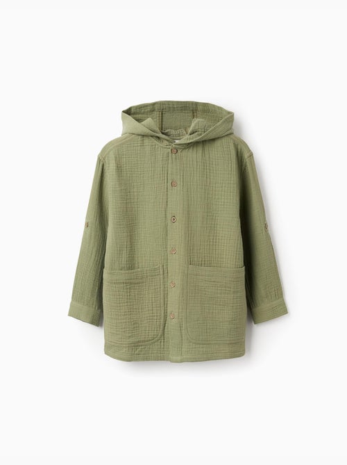 Camicia in cotone a maniche lunghe con cappuccio - Kiabi