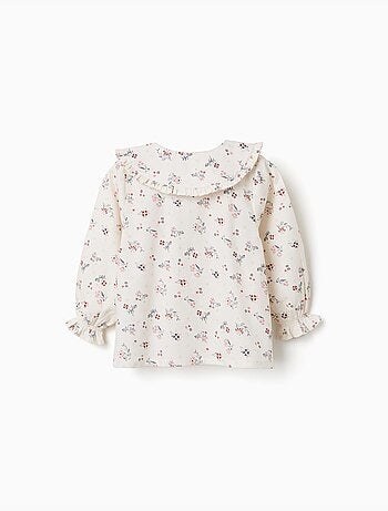 Camicia in cotone a maniche lunghe con motivo floreale