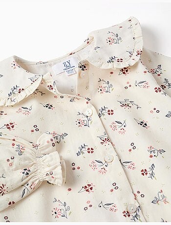 Camicia in cotone a maniche lunghe con motivo floreale