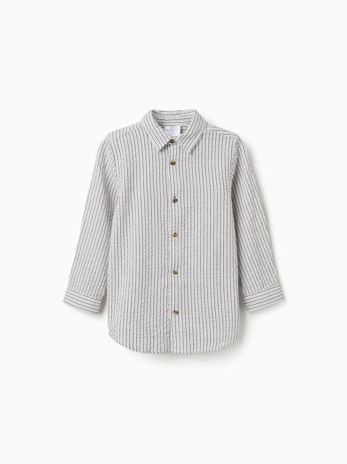 Camicia in cotone a maniche lunghe con righe - Kiabi