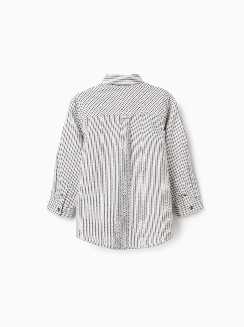 Camicia in cotone a maniche lunghe con righe - Kiabi