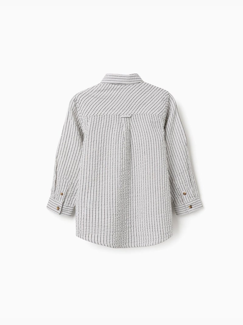 Camicia in cotone a maniche lunghe con righe Bianco - Kiabi