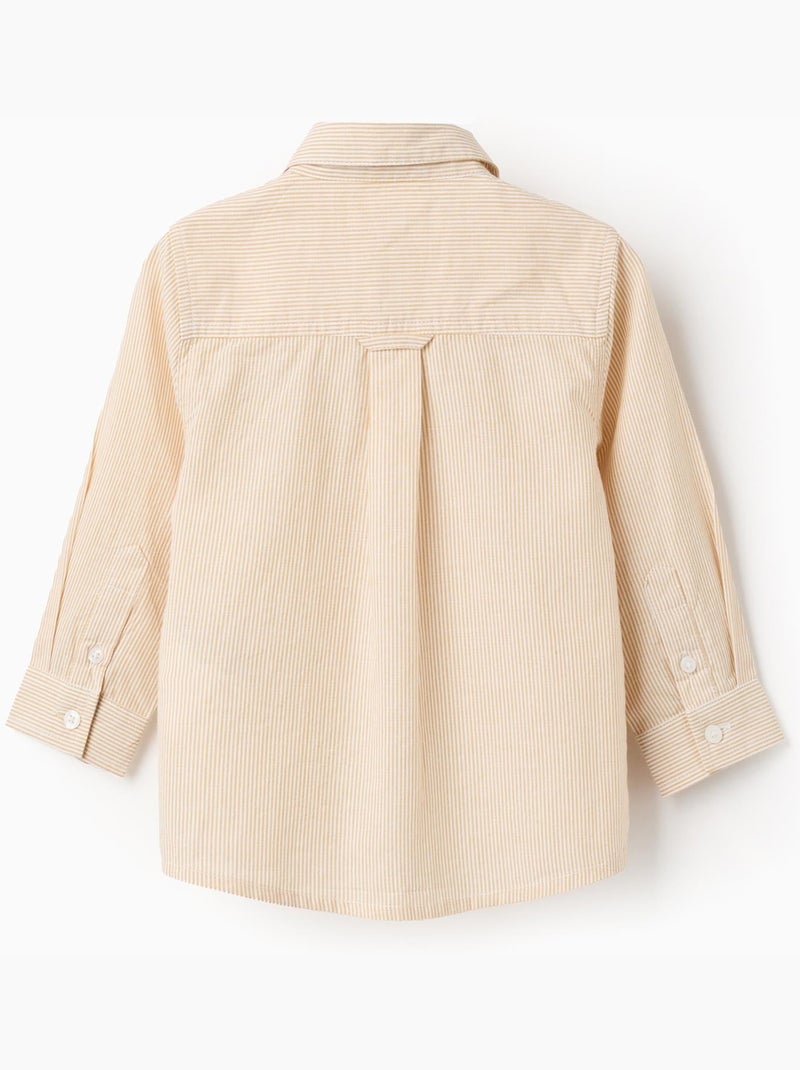 Camicia in cotone a maniche lunghe con righe Giallo - Kiabi