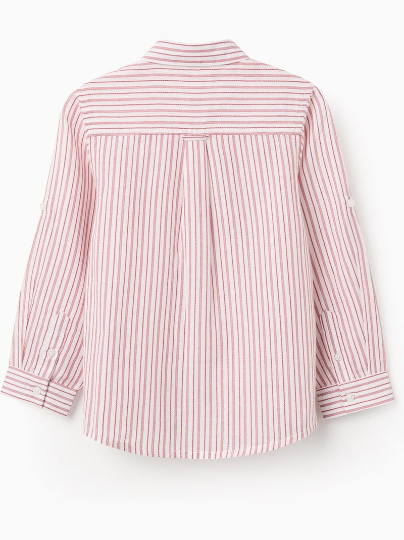 Camicia in cotone a maniche lunghe con righe Rosso scuro - Kiabi