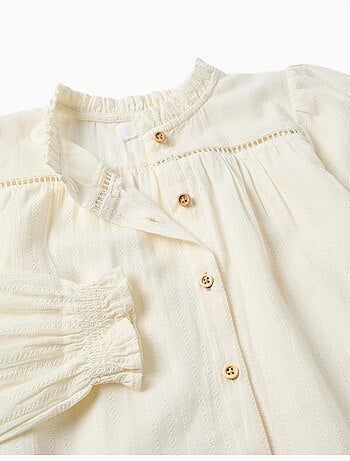 Camicia in cotone a maniche lunghe con volant