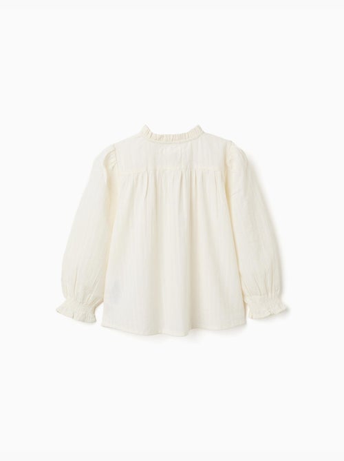 Camicia in cotone a maniche lunghe con volant - Kiabi