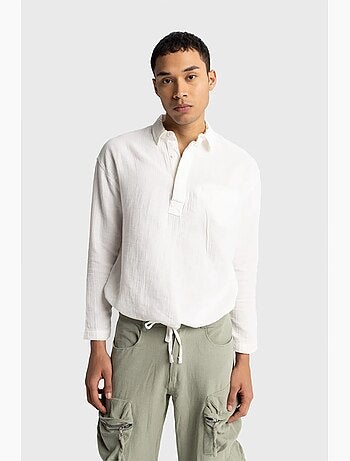 Camicia in cotone a maniche lunghe dalla vestibilità rilassata con dettaglio cravatta giesto