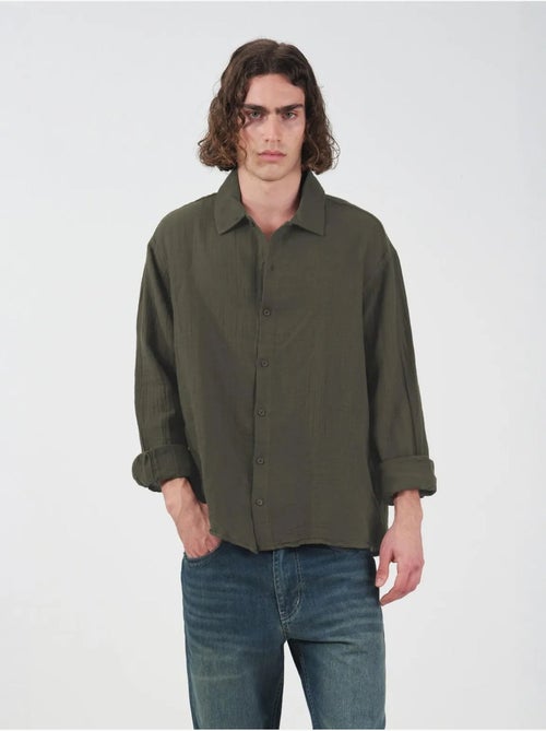 Camicia in cotone a maniche lunghe dalla vestibilità rilassata giesto - Kiabi Camicia in cotone a maniche lunghe dalla vestibilità rilassata giesto - Kiabi