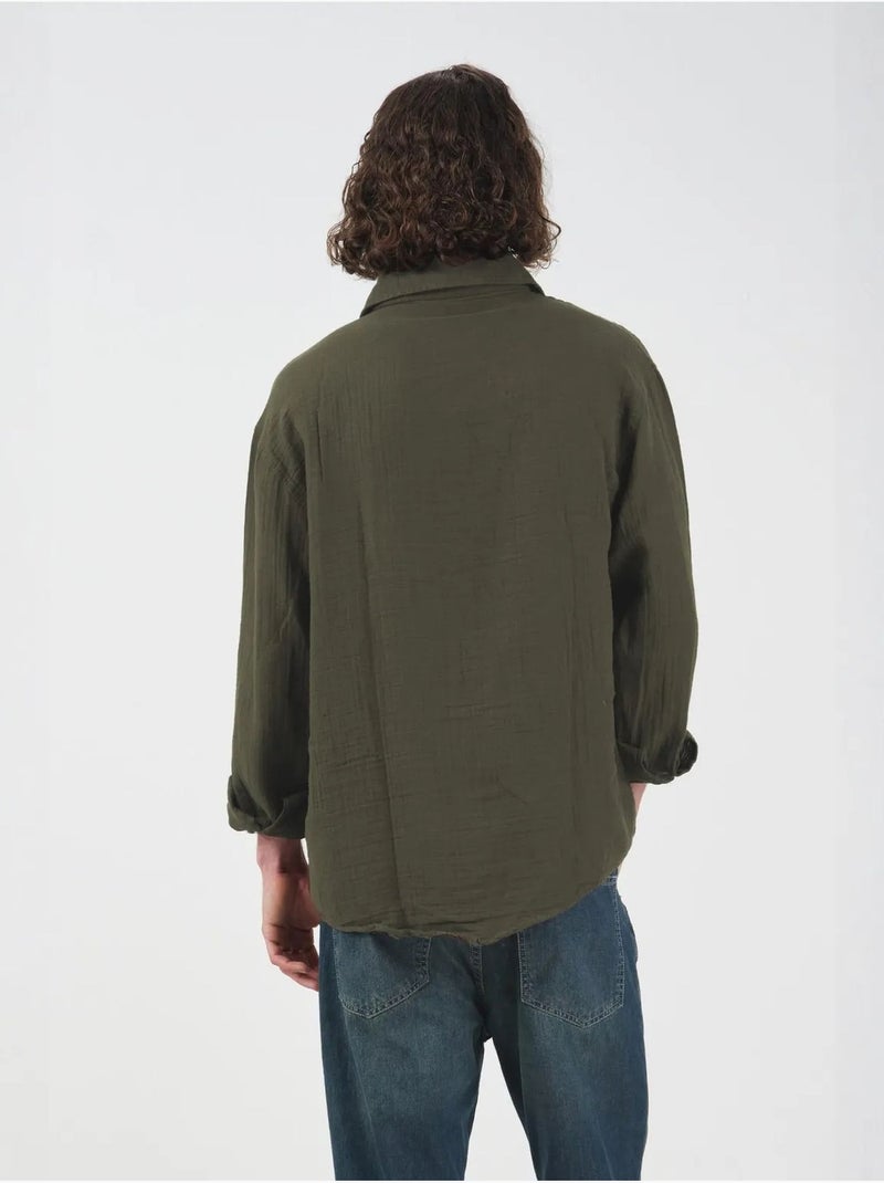Camicia in cotone a maniche lunghe dalla vestibilità rilassata giesto Verde oliva - Kiabi