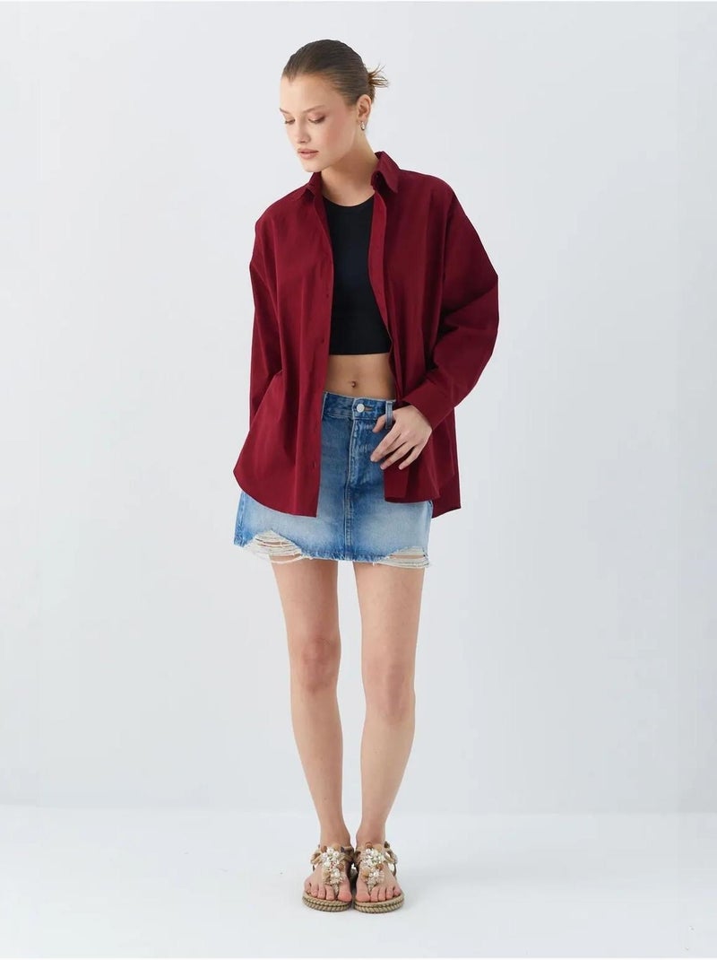 Camicia in cotone a maniche lunghe mixray Rosso bordeaux - Kiabi