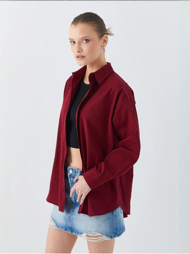 Camicia in cotone a maniche lunghe mixray Rosso bordeaux - Kiabi