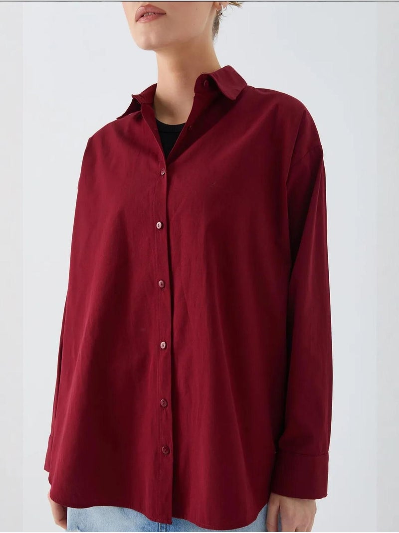 Camicia in cotone a maniche lunghe mixray Rosso bordeaux - Kiabi