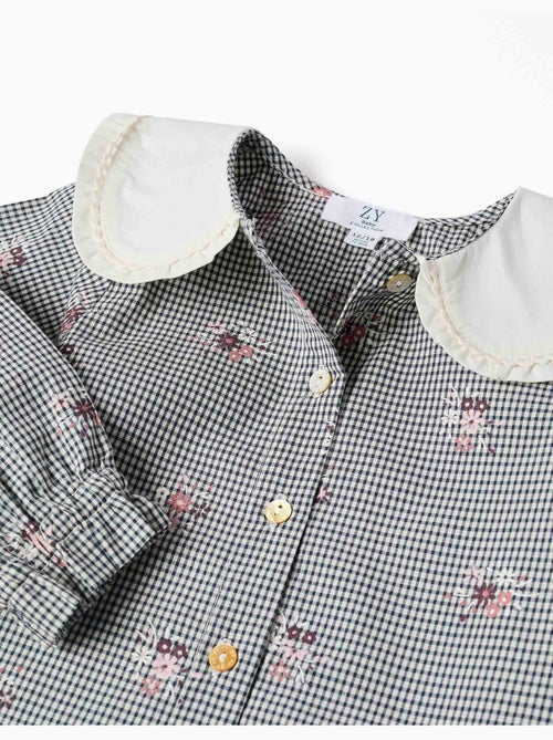 Camicia in cotone a quadretti con stampa floreale - Kiabi