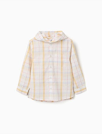 Camicia in cotone a quadri con cappuccio B&S