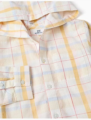 Camicia in cotone a quadri con cappuccio B&S
