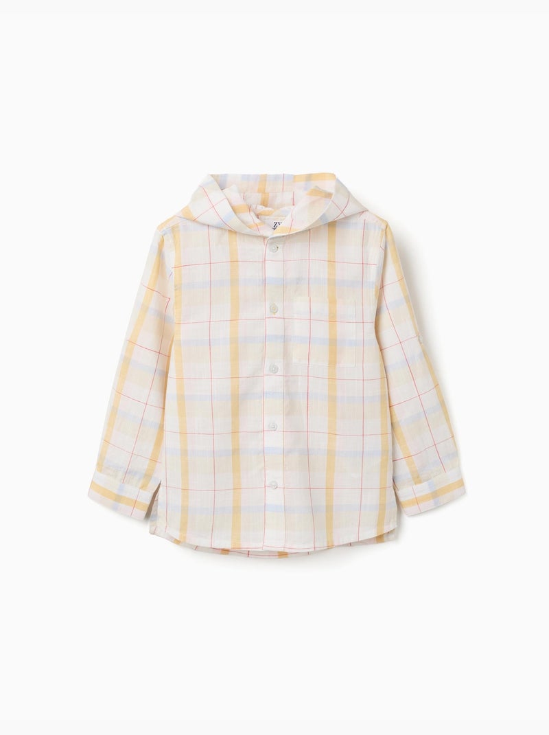 Camicia in cotone a quadri con cappuccio B&S Bianco - Kiabi