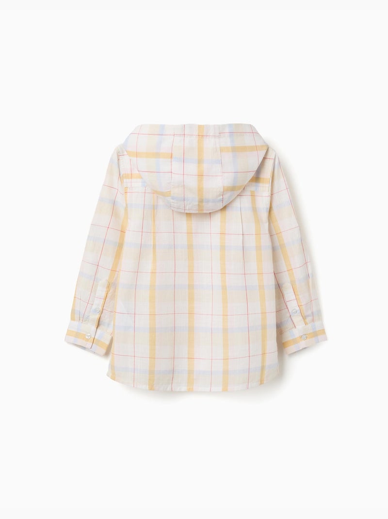Camicia in cotone a quadri con cappuccio B&S Bianco - Kiabi